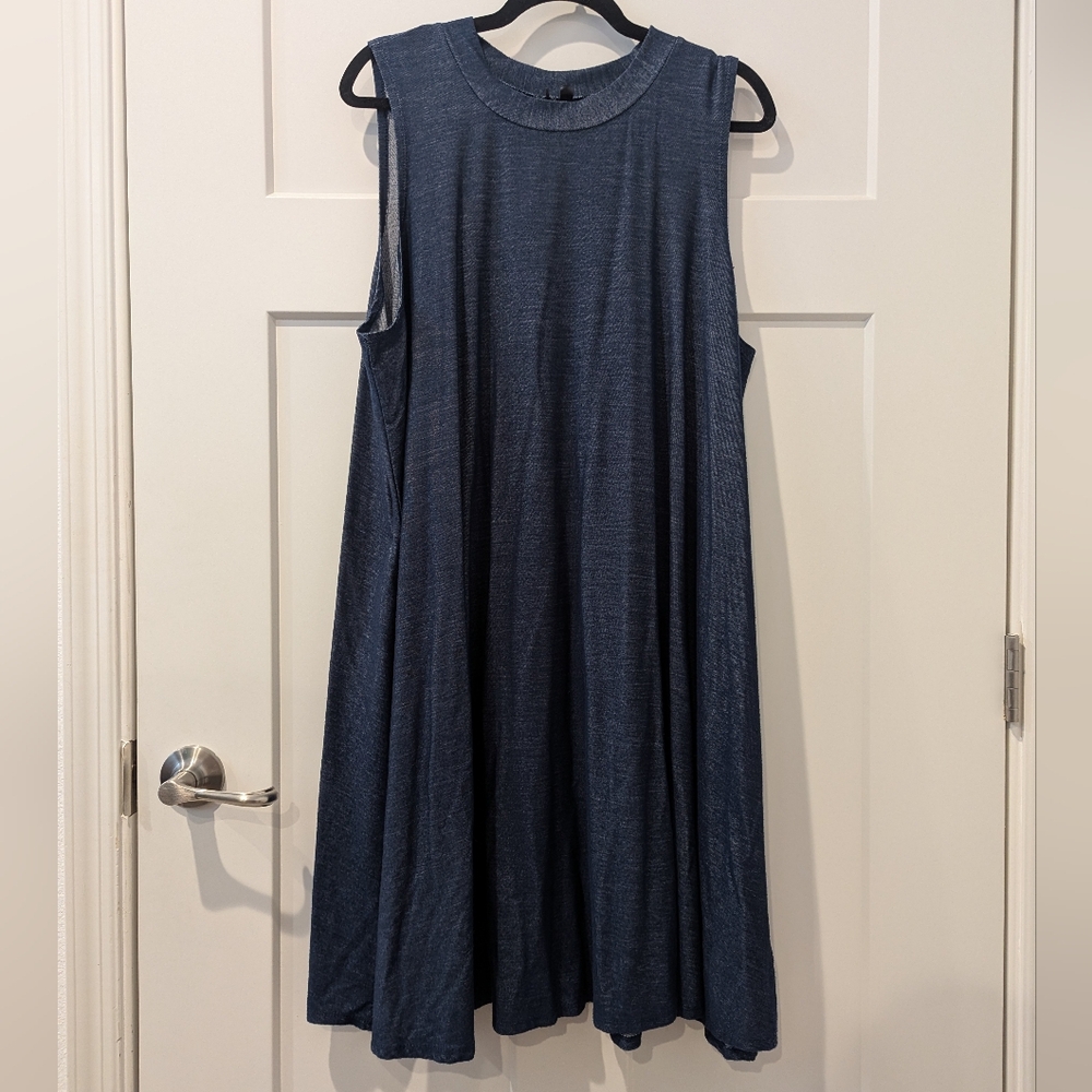 Sleeveless Knit Denim Color Dress